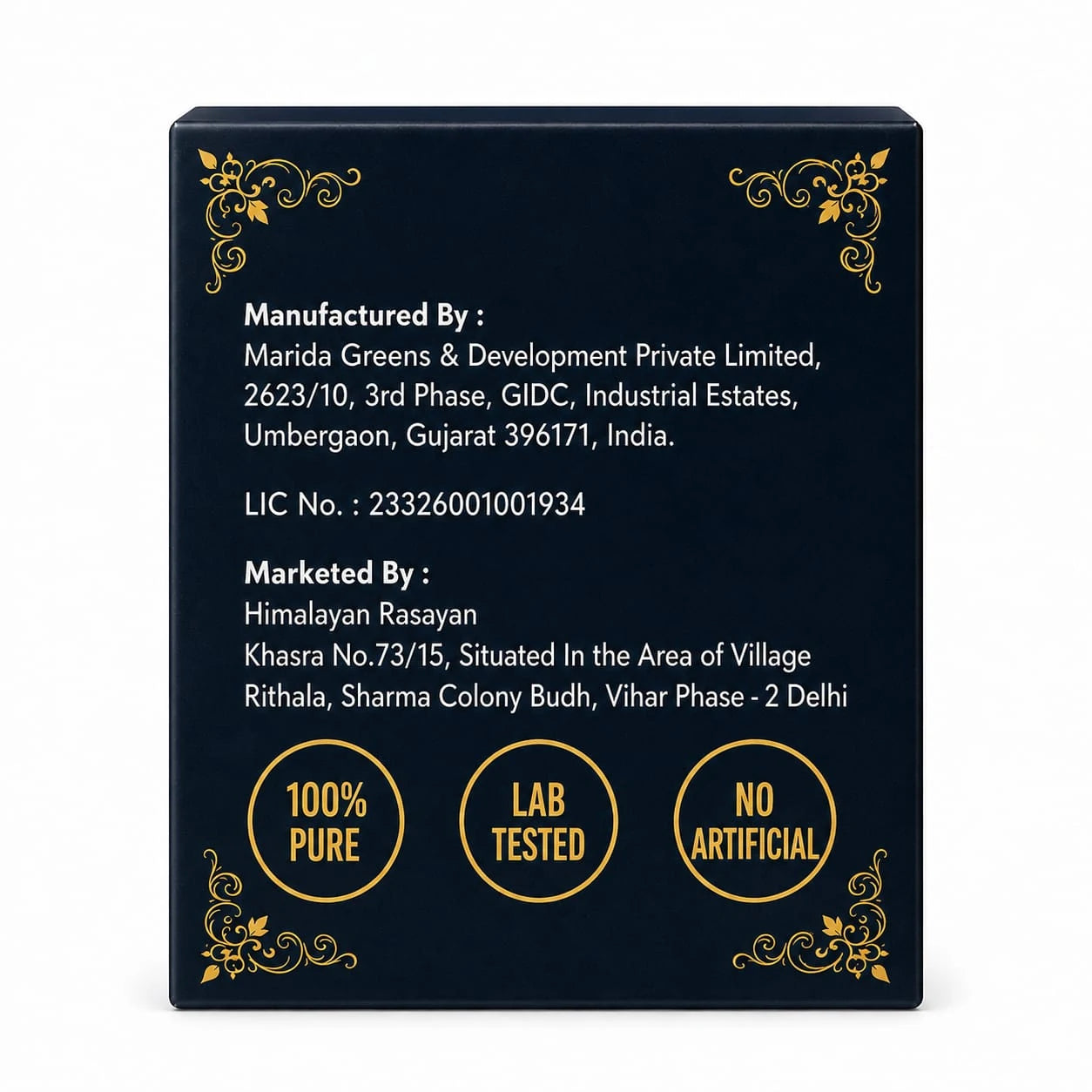 Back of Himalayan Rasayan Shilajit packaging